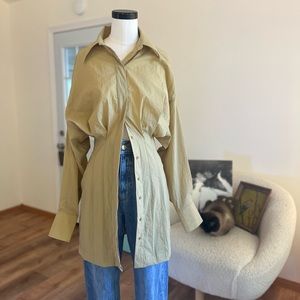 Button Down Tunic with Pleating